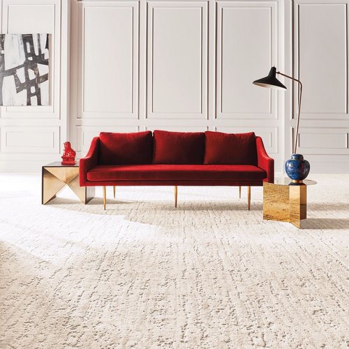 red sofa on white rug - craftsmancfc